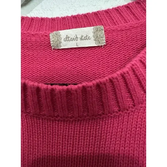 Altar'd State Pink Crew Neck Cropped Pullover Sweater w/ Flowers sz L New - Picture 4 of 7